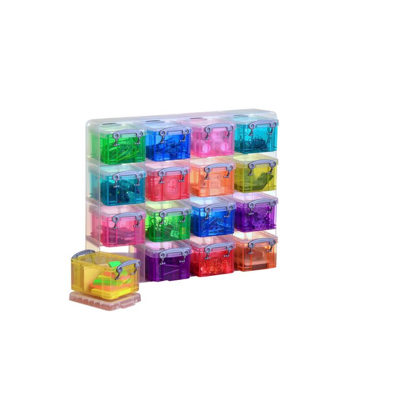 Really Useful Box Kleinteilemagazin 16x 0,14 l transparent, bunt 28,0 x 8,5 x 22,5 cm