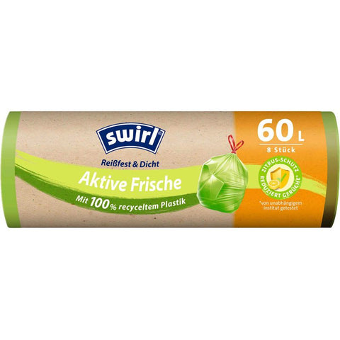 swirl® Müllbeutel Reißfest & Dicht Aktive Frische 4638 60,0 l grün, 8 St.