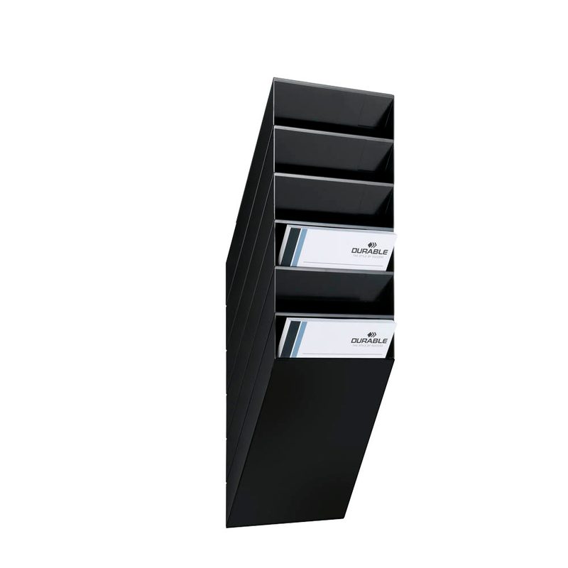 DURABLE Wandprospekthalter FLEXIBOXX schwarz DIN A4 hoch 6 Fächer