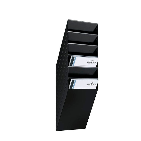 DURABLE Wandprospekthalter FLEXIBOXX schwarz DIN A4 hoch 6 Fächer