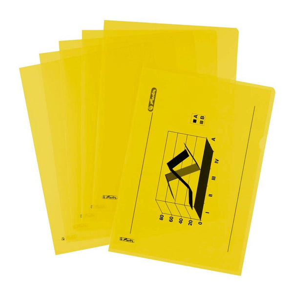 10 herlitz Sichthüllen DIN A4 gelb genarbt 0,19 mm