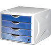 thumb-helit Schubladenbox the chameleon  blau H6129634, DIN A4 mit 4 Schubladen