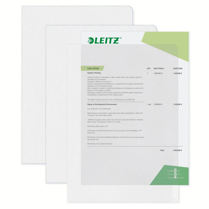 10 LEITZ Sichthüllen 4000 Standard DIN A4 transparent genarbt 0,13 mm