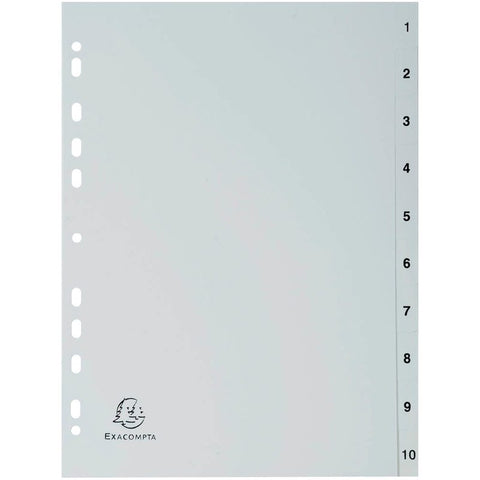 Exacompta Ordnerregister Vollformat 1-10 grau 10-teilig, 1 Satz