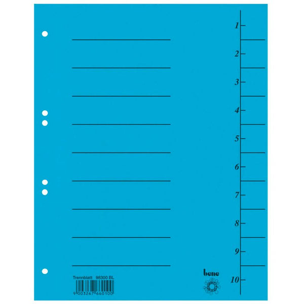 bene Trennblätter 1-10 blau, 50 St.