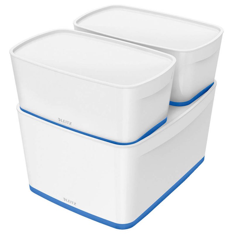 LEITZ MyBox Aufbewahrungsbox 5,0 l perlweiß/blau 31,8 x 19,1 x 12,8 cm