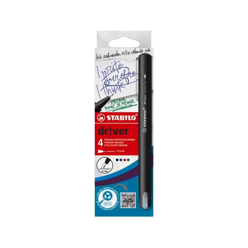 STABILO dr!ver Fineliner-Set farbsortiert 0,4 mm, 4 St.