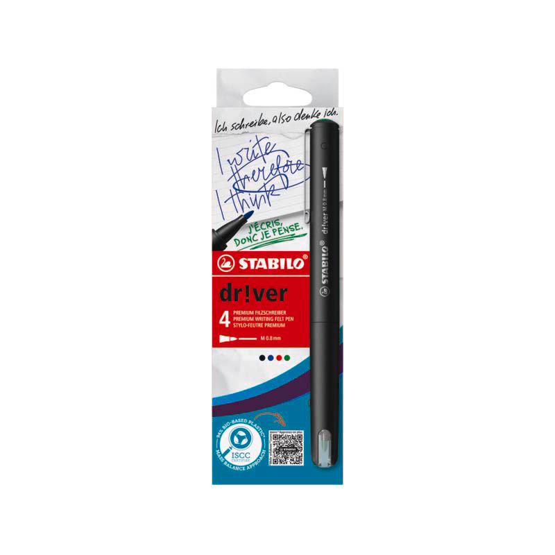 STABILO dr!ver Fineliner farbsortiert 0,8 mm, 4 St.
