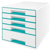 thumb-LEITZ Schubladenbox WOW Cube  perlweiß/eisblau 52142051, DIN A4 mit 5 Schubladen