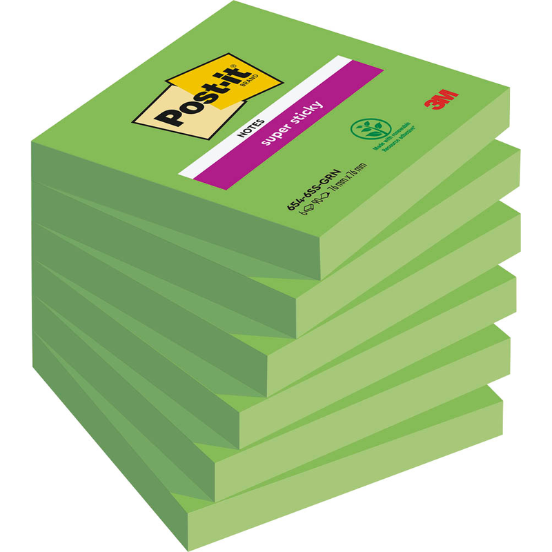 Post-it® Super Sticky Notes Haftnotizen extrastark 6546SA grün, 6 Blöcke