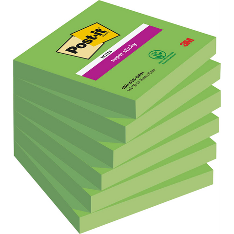 Post-it® Super Sticky Notes Haftnotizen extrastark 6546SA grün, 6 Blöcke