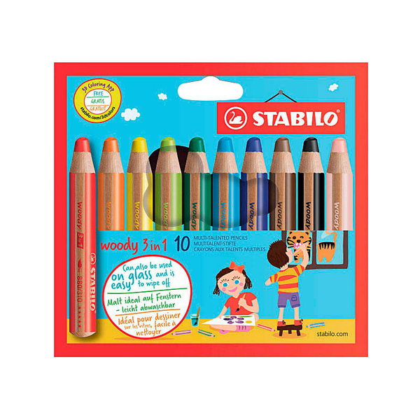 STABILO woody 3 in 1 Buntstifte farbsortiert, 10 St.