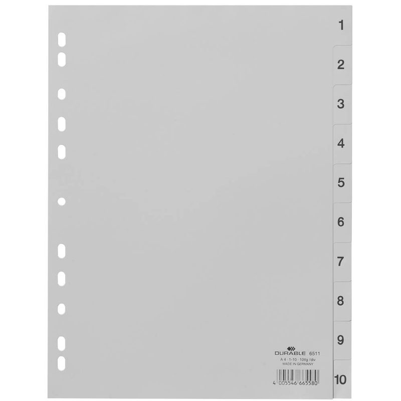 DURABLE Ordnerregister Vollformat 1-10 grau 10-teilig, 1 St.