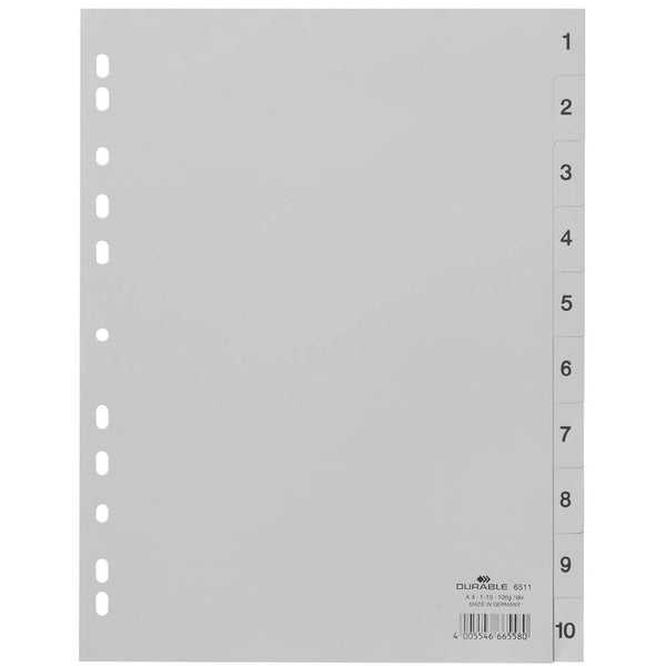 DURABLE Ordnerregister Vollformat 1-10 grau 10-teilig, 1 St.