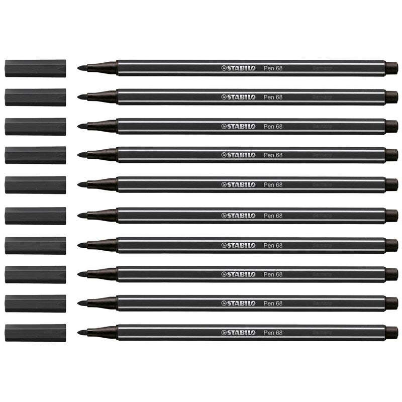 STABILO Pen 68 Filzstifte schwarz, 10 St.