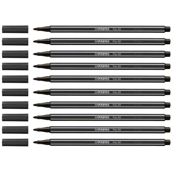 STABILO Pen 68 Filzstifte schwarz, 10 St.