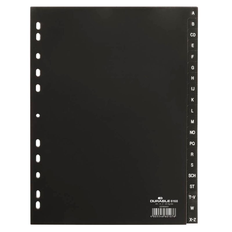 DURABLE Ordnerregister Vollformat A-Z schwarz 20-teilig, 1 Satz