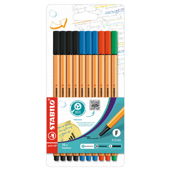STABILO point 88 Fineliner farbsortiert 0,4 mm, 10 St.