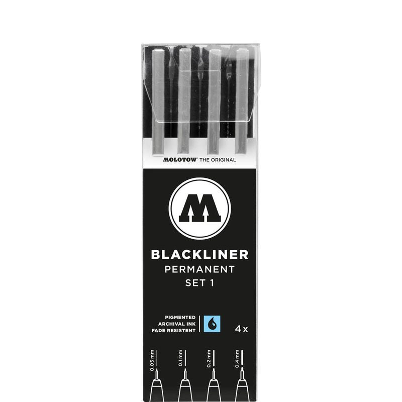 MOLOTOW BLACKLINER SET 1 Fineliner-Set schwarz, 4 St.