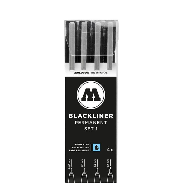MOLOTOW BLACKLINER SET 1 Fineliner-Set schwarz, 4 St.