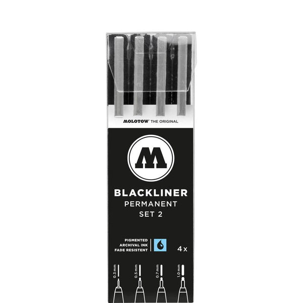 MOLOTOW BLACKLINER SET 2 Fineliner-Set schwarz, 4 St.