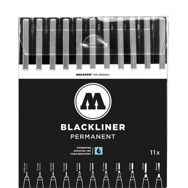 MOLOTOW BLACKLINER Complete Fineliner-Set schwarz, 11 St.