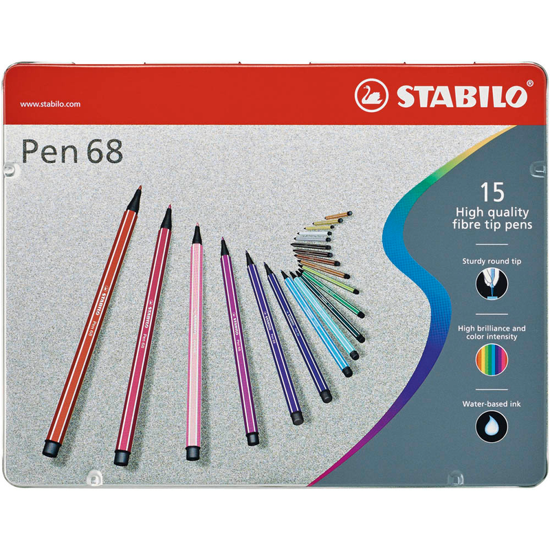 STABILO Pen 68 Filzstifte farbsortiert, 15 St.