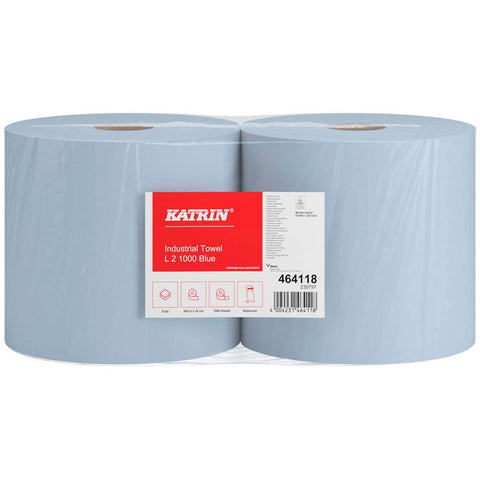 2 KATRIN Putztuchrollen L2 1000 Blue 2-lagig blau, 1.000 Blätter