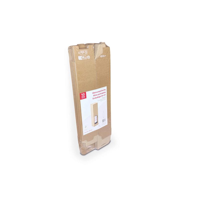10 ColomPac® Flaschenkartons für 1 Flasche 9,3 x 9,3 x 37,4 cm