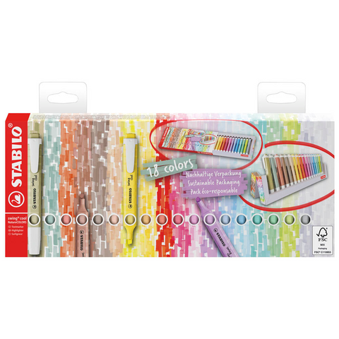 STABILO swing cool NatureCOLORS Textmarker farbsortiert, 18 St.