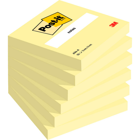 Post-it® Notes 654 Haftnotizen gelb, 6 Blöcke