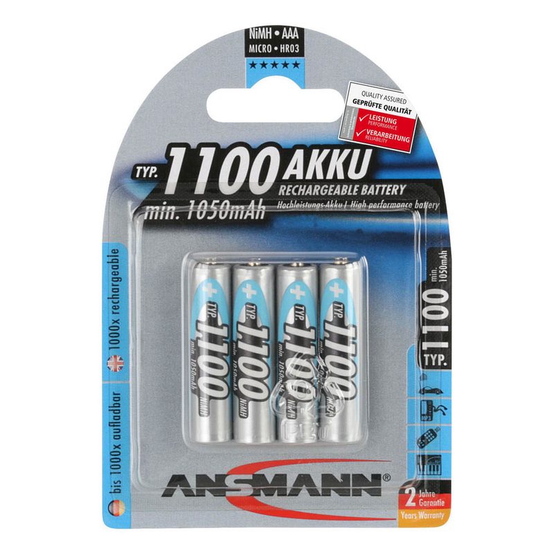 4 ANSMANN Akkus Micro AAA 1.050 mAh