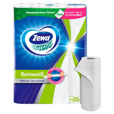 Zewa Küchenrollen WISCH&WEG Reinweiss 2-lagig, 16 Rollen