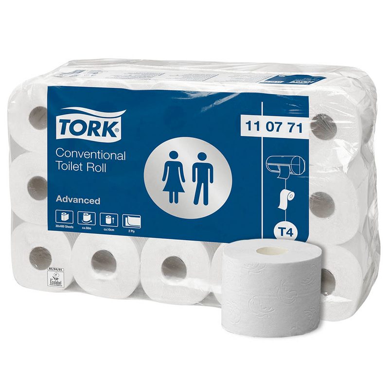 TORK Toilettenpapier T4 Advanced 2-lagig Recyclingpapier, 30 Rollen