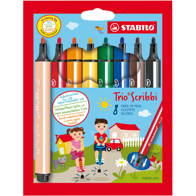 STABILO Trio® Scribbi Filzstifte farbsortiert, 8 St.