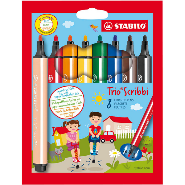 STABILO Trio® Scribbi Filzstifte farbsortiert, 8 St.