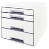 thumb-LEITZ Schubladenbox WOW CUBE  perlweiß/grau 5213-20-01, DIN A4 mit 4 Schubladen