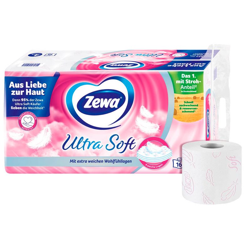 Zewa Toilettenpapier Ultra Soft 4-lagig, 16 Rollen