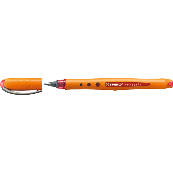 STABILO worker®+ Tintenroller orange 0,5 mm, Schreibfarbe: rot, 1 St.