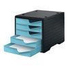 thumb-styro Schubladenbox styroswingbox  aqua 275-8430.5294, DIN A4 mit 5 Schubladen