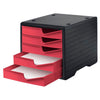 thumb-styro Schubladenbox styroswingbox  cranberry 275-8430.2294, DIN A4 mit 5 Schubladen