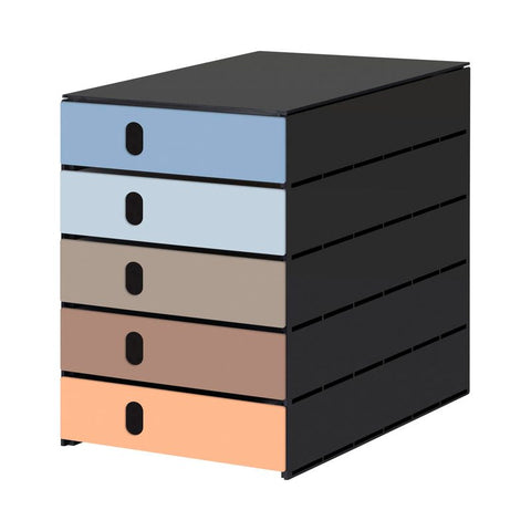 styro Schubladenbox styroval pro Emotions Beach  blau, braun, orange 14-8000.BE, DIN C4 mit 5 Schubladen