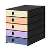 thumb-styro Schubladenbox styroval pro Emotions Sonnenaufgang  gelb, orange, rosa, lila 14-8000.SO, DIN C4 mit 5 Schubladen