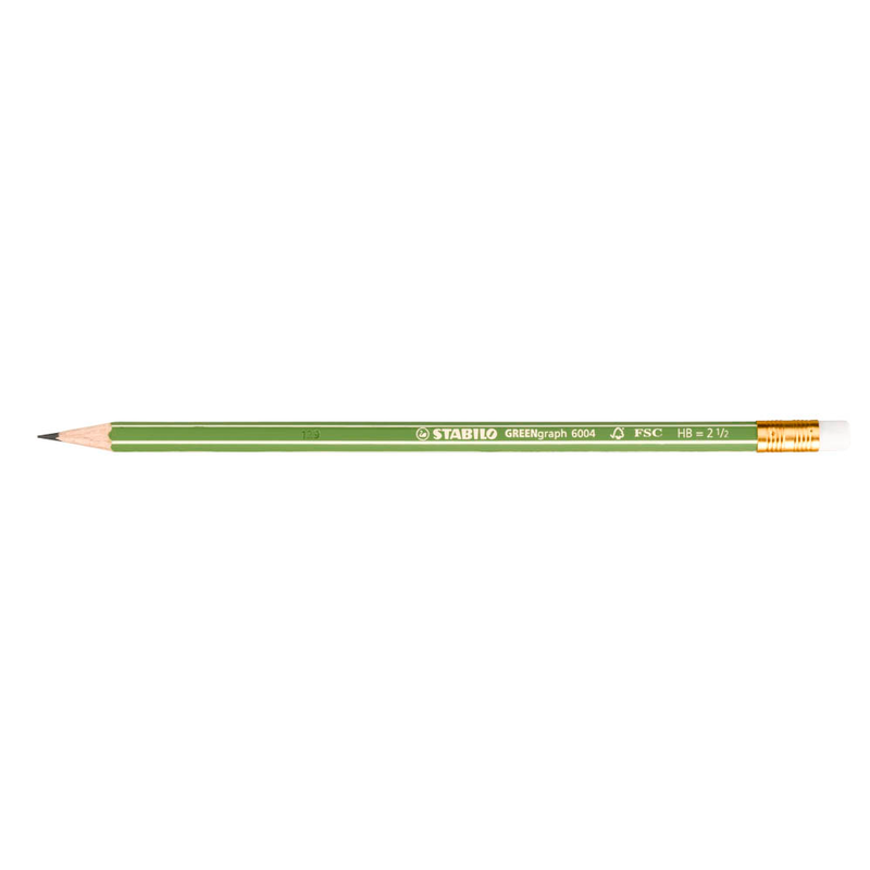 STABILO GREENgraph 6004 Bleistifte HB grün mit Radierer, 12 St.