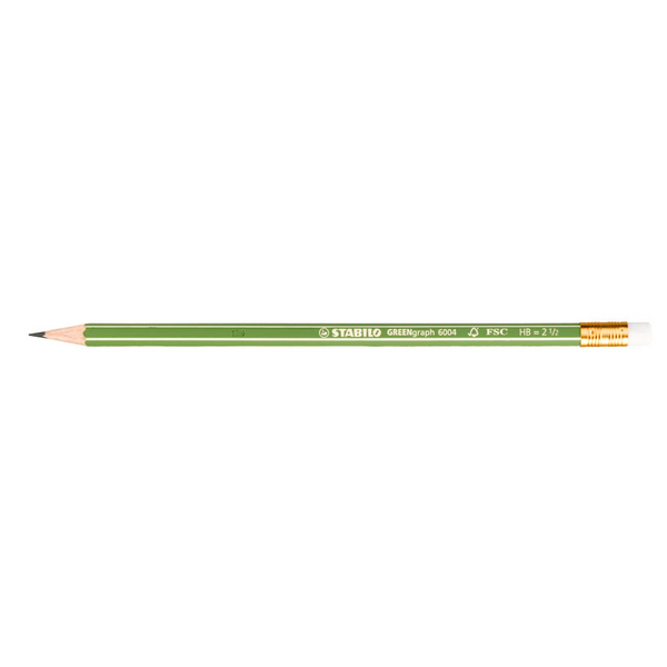 STABILO GREENgraph 6004 Bleistifte HB grün mit Radierer, 12 St.