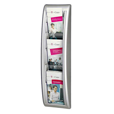 PAPERFLOW Wandprospekthalter Kompakt silber 1/3 DIN A4 5 Fächer