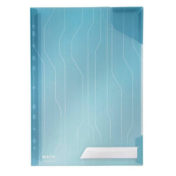 5 LEITZ Prospekthüllen CombiFile DIN A4 blau genarbt 0,20 mm