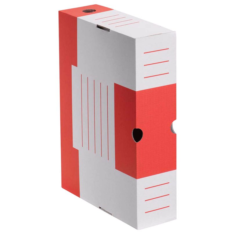 10 Cartonia Archivboxen weiß/rot 8,3 x 34,0 x 25,2 cm