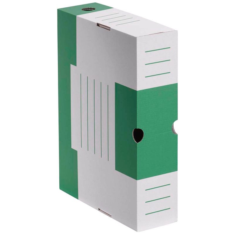 10 Cartonia Archivboxen weiß/grün 8,3 x 34,0 x 25,2 cm