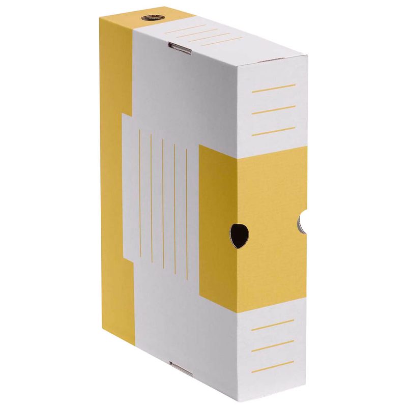 10 Cartonia Archivboxen weiß/gelb 8,3 x 34,0 x 25,2 cm